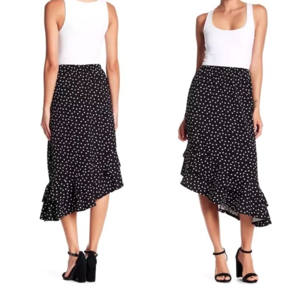 NWT BOBEAU BLACK & WHITE POLKA DOT Asymmetrical SKIRT